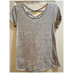 Gray tee with scrappy back